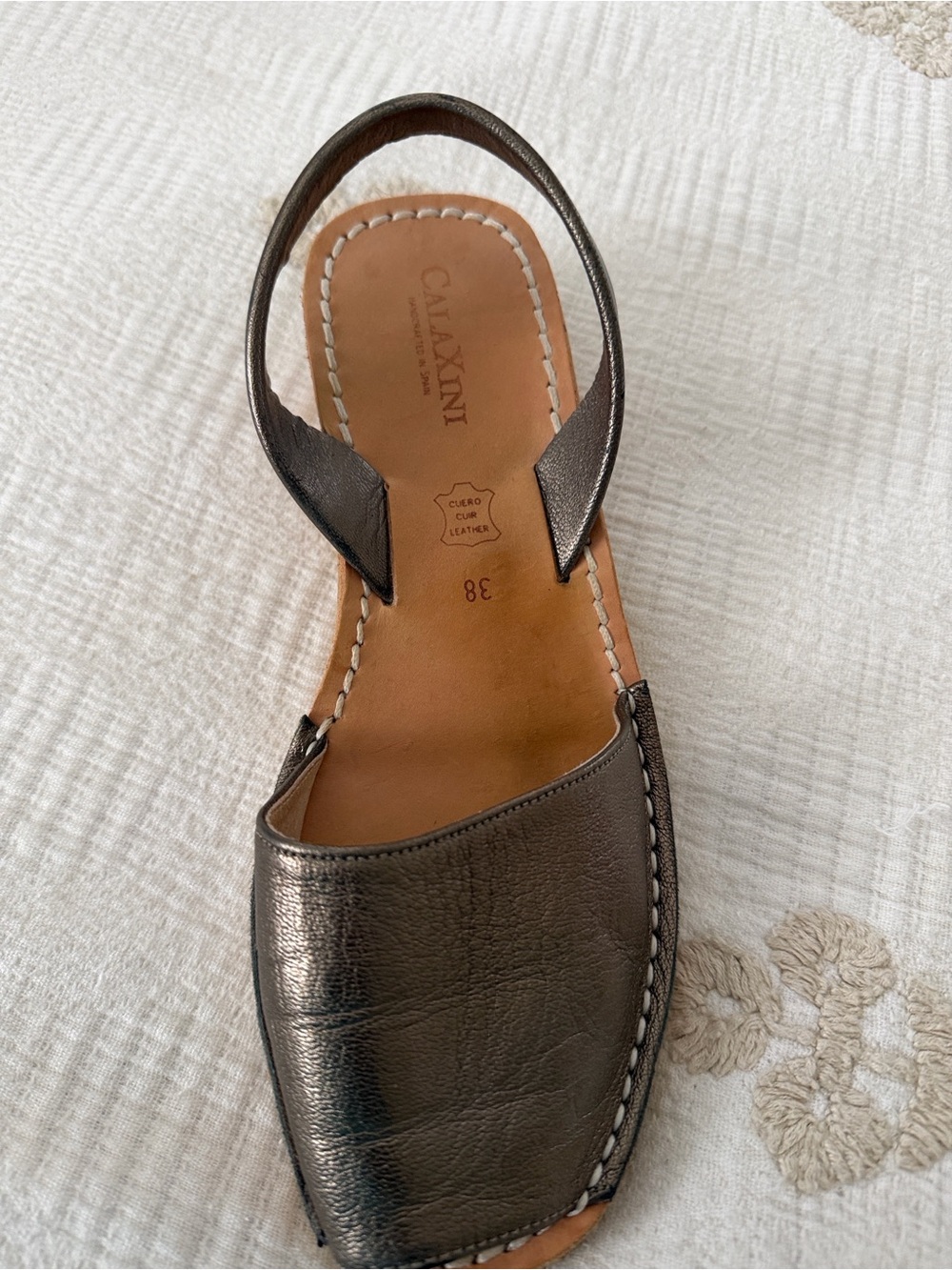 Women's Metallic Bronze Leather Slingback Sandal
